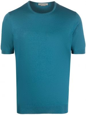 Памучна копринена тениска Corneliani синьо
