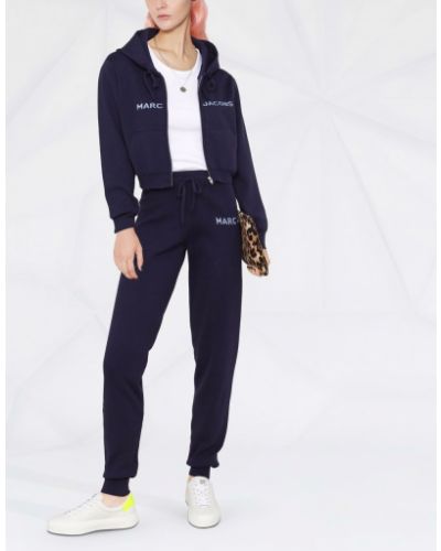 Mikina s kapucí na zip Marc Jacobs modrá