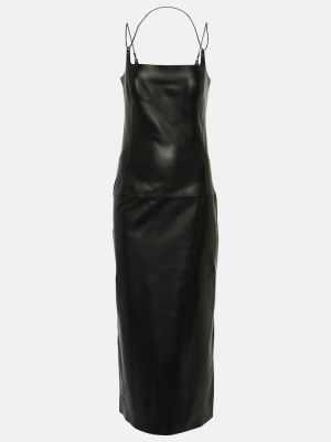 Δερμάτινη μίντι φόρεμα The Attico μαύρο
