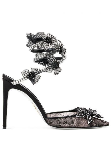 Полуотворени обувки с дантела René Caovilla черно
