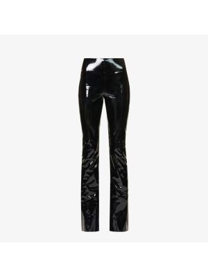 Кожаные брюки-клеш с высокой талией из искусственной кожи Commando черные
