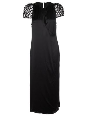 Hedvábné saténové midi šaty Safiyaa černé