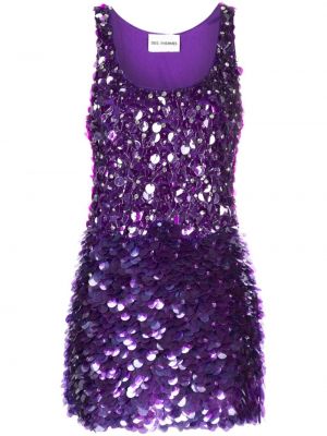 Koktejl obleka s cekini brez rokavov Des Phemmes vijolična