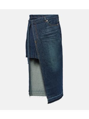 Asimetriškas džinsinis sijonas Sacai mėlyna