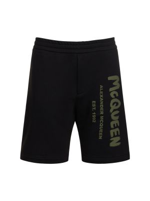 Pantaloni scurți din bumbac Alexander Mcqueen negru