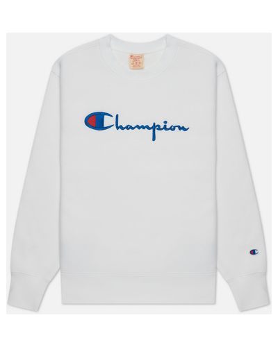 Женская толстовка Champion Reverse Weave Script Logo Crew Neck Regular Fit,  , размер S - Белый