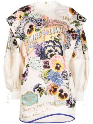 Květinové šaty s potiskem Zimmermann béžové
