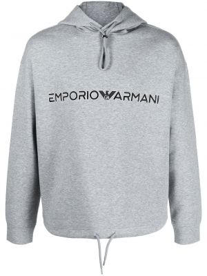 Siuvinėtas džemperis su gobtuvu Emporio Armani pilka