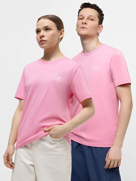 Розовая хлопковая футболка со звездочками Converse
