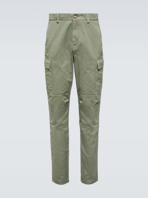 Памучни карго панталони Brunello Cucinelli зелено