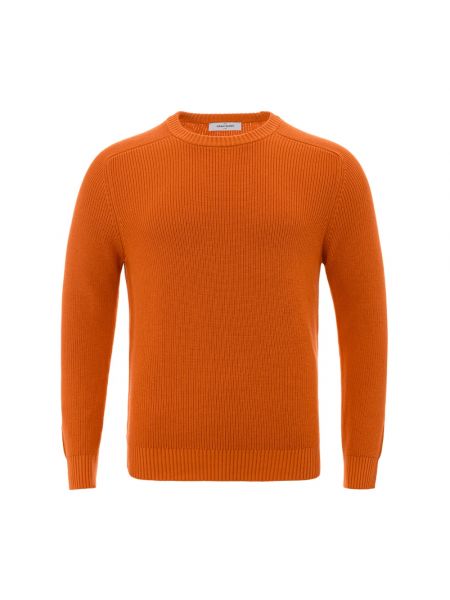 Sweter bawełniany z okrągłym dekoltem Gran Sasso pomarańczowy
