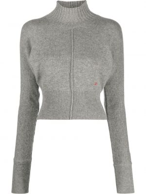 Kašmírový svetr s výšivkou Victoria Beckham šedý
