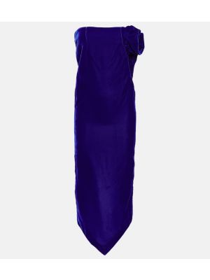 Kvetinová zamatová dlhá sukňa Didu modrá