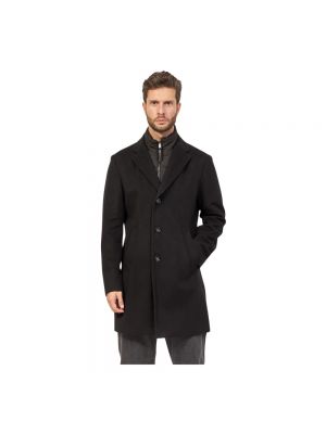 Manteau d'hiver en laine slim Hugo Boss noir