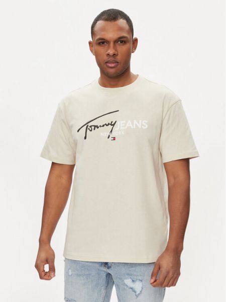 Marškinėliai Tommy Jeans smėlinė
