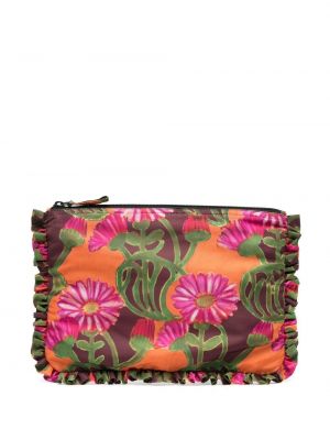 Trykt floral clutch La Doublej oransje