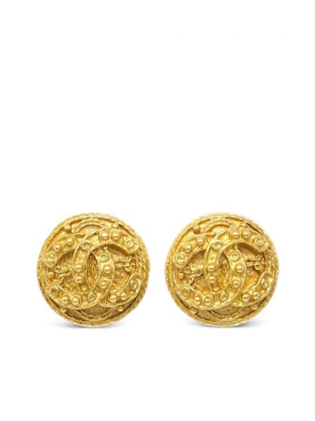 Kolczyki na guziki Chanel Pre-owned złote