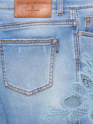 Haftowane jeansy skinny Ermanno Scervino niebieskie