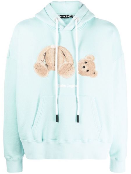 Hoodie aus baumwoll mit print Palm Angels blau