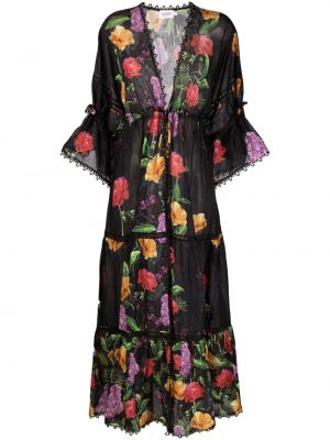 Obleka s cvetličnim vzorcem s potiskom Charo Ruiz Ibiza črna