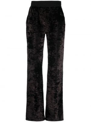 Žametne ravne hlače iz rebrastega žameta Moschino Jeans črna