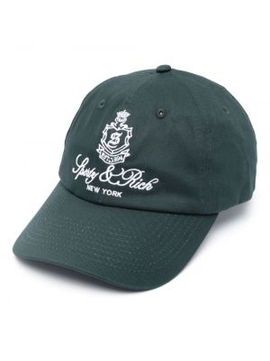 Памучна шапка с козирки бродирана Sporty & Rich зелено