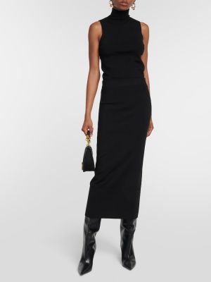 Vlněné midi sukně s vysokým pasem z merino vlny Dorothee Schumacher černé