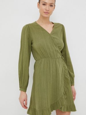 Pamučna mini haljina Roxy zelena