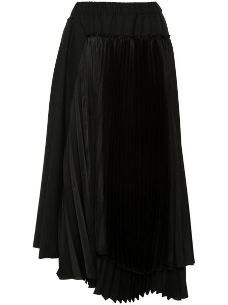 Fusta trapez asimetric plisat Noir Kei Ninomiya negru
