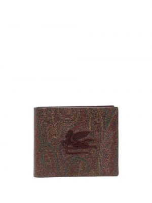 Usnjena denarnica z vezenjem Etro rjava