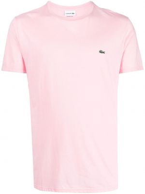 Хлопковая футболка с вышивкой Lacoste, розовая