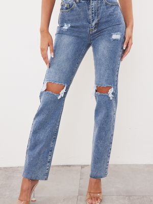 Рваные прямые джинсы с высокой талией Prettylittlething