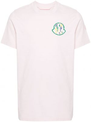 Bavlnené tričko s potlačou Moncler ružová