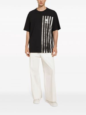 Pruhované bavlněné tričko s potiskem Dolce & Gabbana