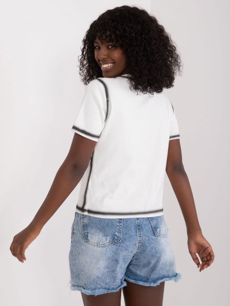 Βαμβακερή μπλούζα με επιγραφή Fashionhunters λευκό