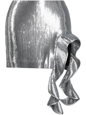 Asimetrično mini krilo s cekini David Koma srebrna