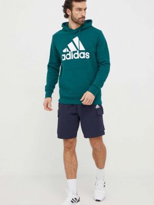 Pamučna hoodie s kapuljačom Adidas zelena