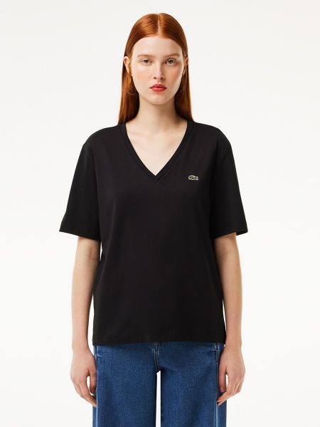Camiseta de algodón de punto bootcut Lacoste negro