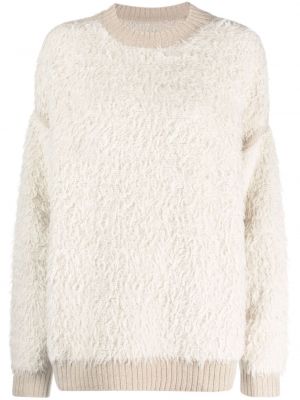 Пуловер с кръгло деколте Lauren Manoogian бяло