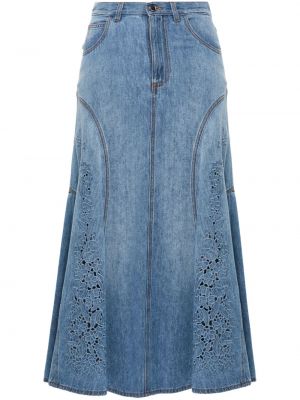 Kvetinová džínsová sukňa Chloé modrá