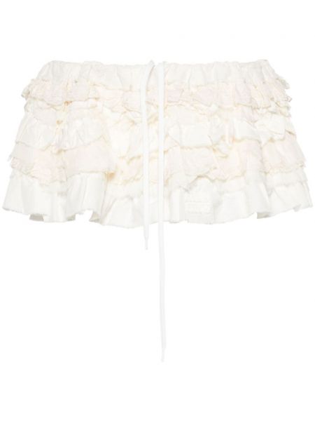 Mini spódniczka z falbankami Miu Miu biała