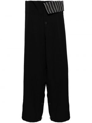 Pantaloni de lână cu croială lejeră Yohji Yamamoto negru