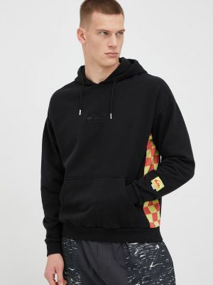 Pamučna hoodie s kapuljačom Quiksilver crna