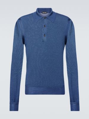 Kasmír selyem pólóing Tom Ford kék
