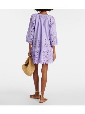Bavlnené šaty s výšivkou Melissa Odabash fialová