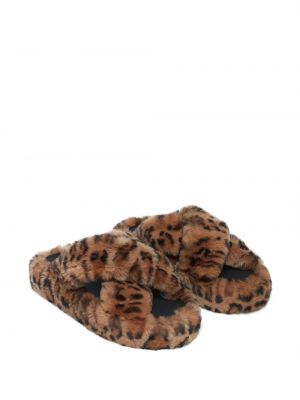Papuci de casă cu blană cu imagine cu model leopard Apparis
