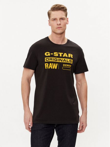 Marškinėliai su žvaigždės raštu G-star Raw juoda