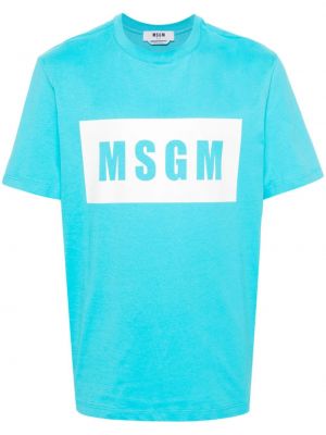 Bombažna majica s potiskom Msgm modra