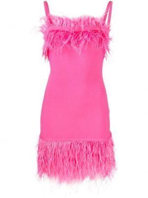 Κοκτέιλ φόρεμα με φτερά Staud ροζ