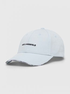 Памучна шапка с козирки с апликация Karl Lagerfeld синьо